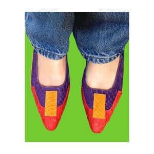 Vintage Suede Colorblock Heels